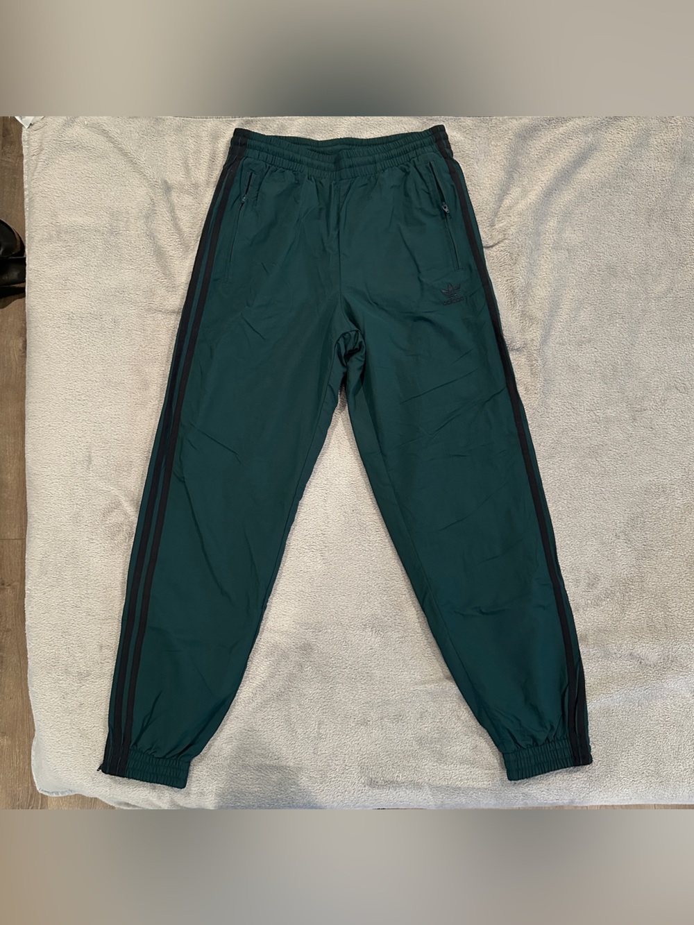 Adidas Firebird Adicolor Woven Track Pants Teal with Black Stripes - Like New!
